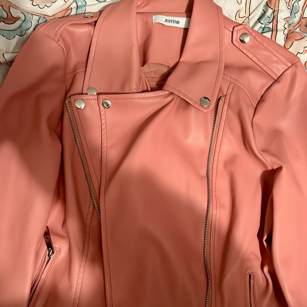 JustFab Blush Pink Leather Jacket